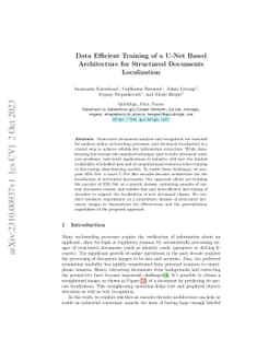 Data Efficient Training of a U-Net Based Architecture for Structured
  Documents Localization