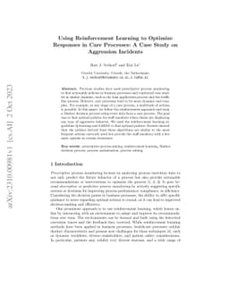 Using Reinforcement Learning to Optimize Responses in Care Processes: A
  Case Study on Aggression Incidents