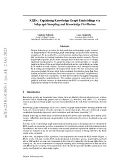 KGEx: Explaining Knowledge Graph Embeddings via Subgraph Sampling and
  Knowledge Distillation