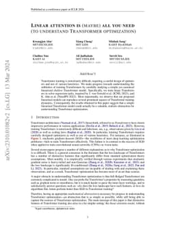 Linear attention is (maybe) all you need (to understand transformer
  optimization)