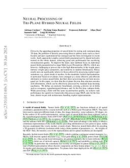 Neural Processing of Tri-Plane Hybrid Neural Fields