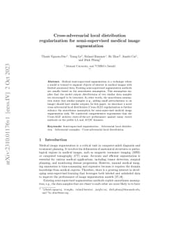 Cross-adversarial local distribution regularization for semi-supervised
  medical image segmentation