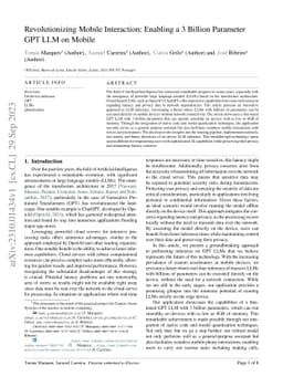 Revolutionizing Mobile Interaction: Enabling a 3 Billion Parameter GPT
  LLM on Mobile
