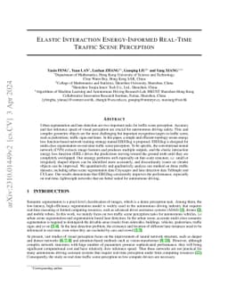Elastic Interaction Energy-Informed Real-Time Traffic Scene Perception