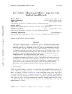Intractability of Learning the Discrete Logarithm with Gradient-Based
  Methods