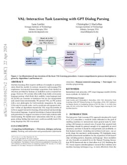 VAL: Interactive Task Learning with GPT Dialog Parsing