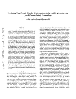 Designing User-Centric Behavioral Interventions to Prevent Dysglycemia
  with Novel Counterfactual Explanations