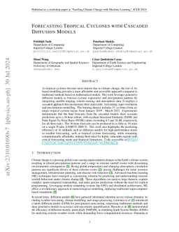 Forecasting Tropical Cyclones with Cascaded Diffusion Models