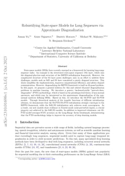 Robustifying State-space Models for Long Sequences via Approximate
  Diagonalization