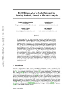 EMBERSim: A Large-Scale Databank for Boosting Similarity Search in
  Malware Analysis