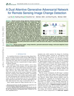A Dual Attentive Generative Adversarial Network for Remote Sensing Image
  Change Detection