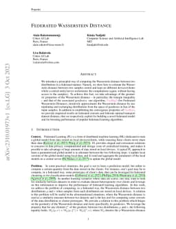Federated Wasserstein Distance