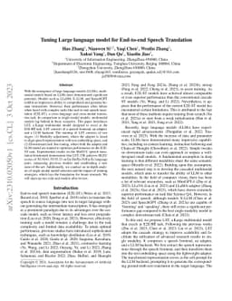 Tuning Large language model for End-to-end Speech Translation