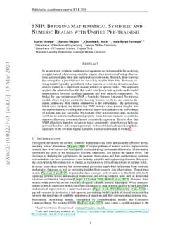 SNIP: Bridging Mathematical Symbolic and Numeric Realms with Unified
  Pre-training