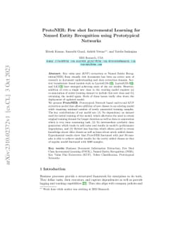 ProtoNER: Few shot Incremental Learning for Named Entity Recognition
  using Prototypical Networks