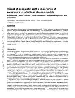 Impact of geography on the importance of parameters in infectious
  disease models