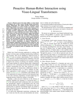 Proactive Human-Robot Interaction using Visuo-Lingual Transformers
