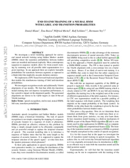 End-to-End Training of a Neural HMM with Label and Transition
  Probabilities
