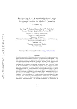 Integrating UMLS Knowledge into Large Language Models for Medical
  Question Answering