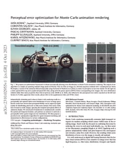 Perceptual error optimization for Monte Carlo animation rendering