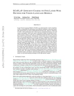 ECoFLaP: Efficient Coarse-to-Fine Layer-Wise Pruning for Vision-Language
  Models