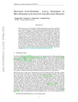 Decision ConvFormer: Local Filtering in MetaFormer is Sufficient for
  Decision Making
