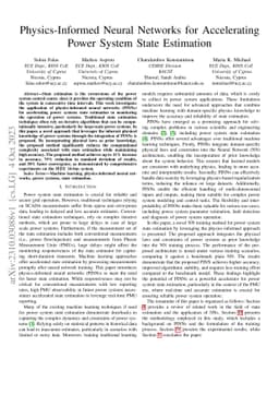 Physics-Informed Neural Networks for Accelerating Power System State
  Estimation