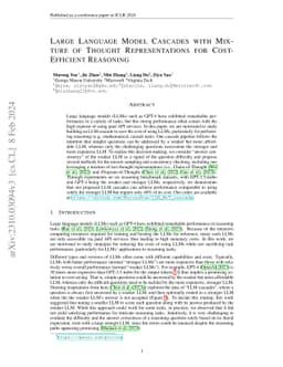 Large Language Model Cascades with Mixture of Thoughts Representations
  for Cost-efficient Reasoning