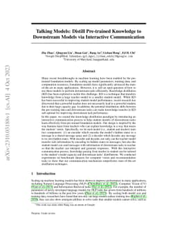 Talking Models: Distill Pre-trained Knowledge to Downstream Models via
  Interactive Communication