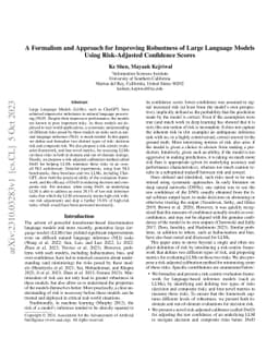 A Formalism and Approach for Improving Robustness of Large Language
  Models Using Risk-Adjusted Confidence Scores
