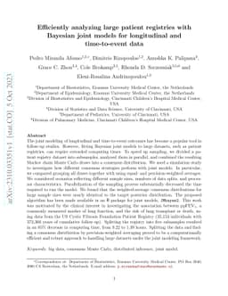 Efficiently analyzing large patient registries with Bayesian joint
  models for longitudinal and time-to-event data