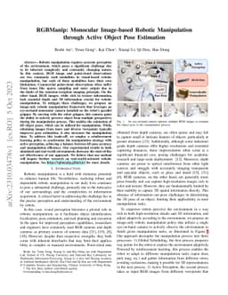 RGBManip: Monocular Image-based Robotic Manipulation through Active
  Object Pose Estimation