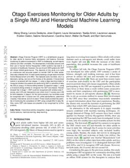 Otago Exercises Monitoring for Older Adults by a Single IMU and
  Hierarchical Machine Learning Models