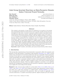 Joint Group Invariant Functions on Data-Parameter Domain Induce
  Universal Neural Networks