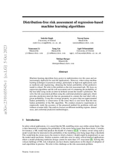 Distribution-free risk assessment of regression-based machine learning
  algorithms