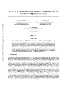 CyMed: A Framework for Testing Cybersecurity of Connected Medical
  Devices