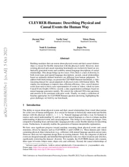 CLEVRER-Humans: Describing Physical and Causal Events the Human Way