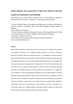Health diagnosis and recuperation of aged Li-ion batteries with data
  analytics and equivalent circuit modeling
