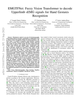 EMGTFNet: Fuzzy Vision Transformer to decode Upperlimb sEMG signals for
  Hand Gestures Recognition