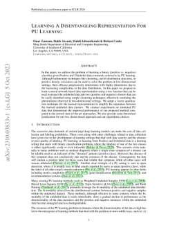Learning A Disentangling Representation For PU Learning