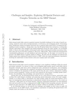 Challenges and Insights: Exploring 3D Spatial Features and Complex
  Networks on the MISP Dataset