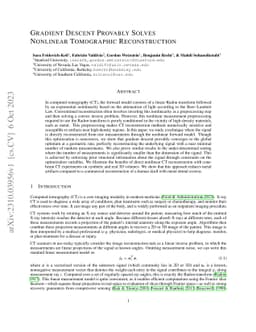 Gradient Descent Provably Solves Nonlinear Tomographic Reconstruction