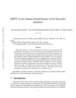 DEFT: A new distance-based feature set for keystroke dynamics