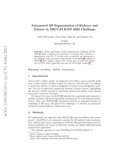 Automated 3D Segmentation of Kidneys and Tumors in MICCAI KiTS 2023
  Challenge
