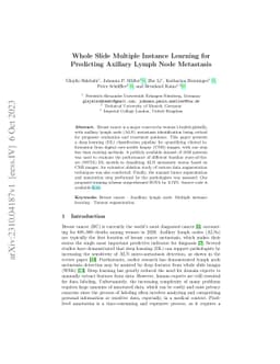 Whole Slide Multiple Instance Learning for Predicting Axillary Lymph
  Node Metastasis