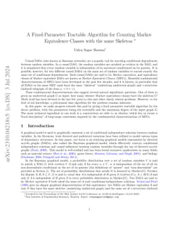A Fixed-Parameter Tractable Algorithm for Counting Markov Equivalence
  Classes with the same Skeleton