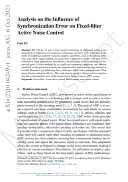 Analysis on the Influence of Synchronization Error on Fixed-filter
  Active Noise Control