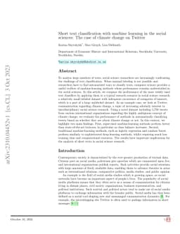 Short text classification with machine learning in the social sciences:
  The case of climate change on Twitter