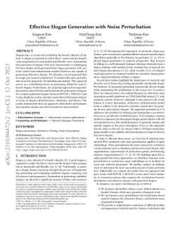 Effective Slogan Generation with Noise Perturbation