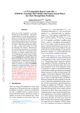 EMOFM: Ensemble MLP mOdel with Feature-based Mixers for Click-Through
  Rate Prediction